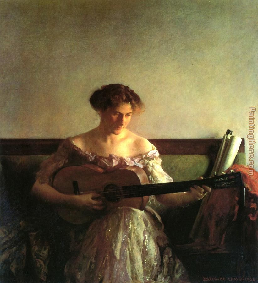 The Guitar Player painting - Joseph DeCamp The Guitar Player art painting